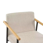 Sgabello da bancone alto con schienale, rivestito in tessuto beige/espresso con braccioli, set da 2