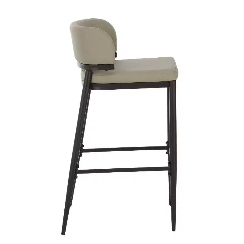 Christopher Knight Home Set of 2 Arya Industrial Metal and Leather Aire Counter Height Barstools Khaki