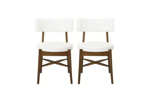 Christopher Knight Home Set of 2 Everly Modern Rubberwood Linen Blend Upholstered Dining Chairs Beige/Walnut