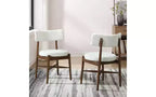 Sedia da pranzo senza braccioli in lino beige, stile a gobba di cammello, set da 2