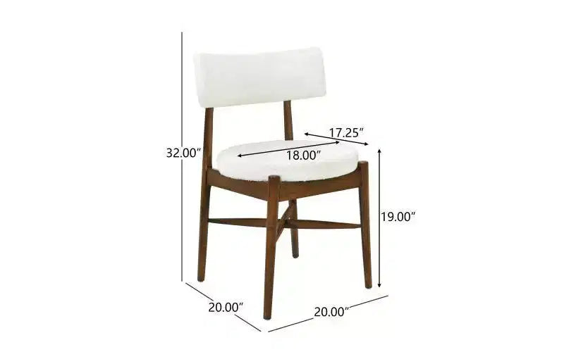 Sedia da pranzo senza braccioli in lino beige, stile a gobba di cammello, set da 2