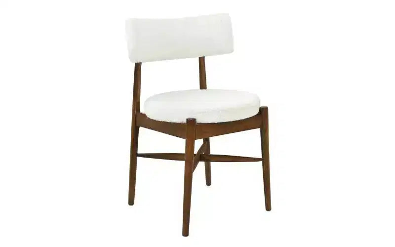 Sedia da pranzo senza braccioli in lino beige, stile a gobba di cammello, set da 2