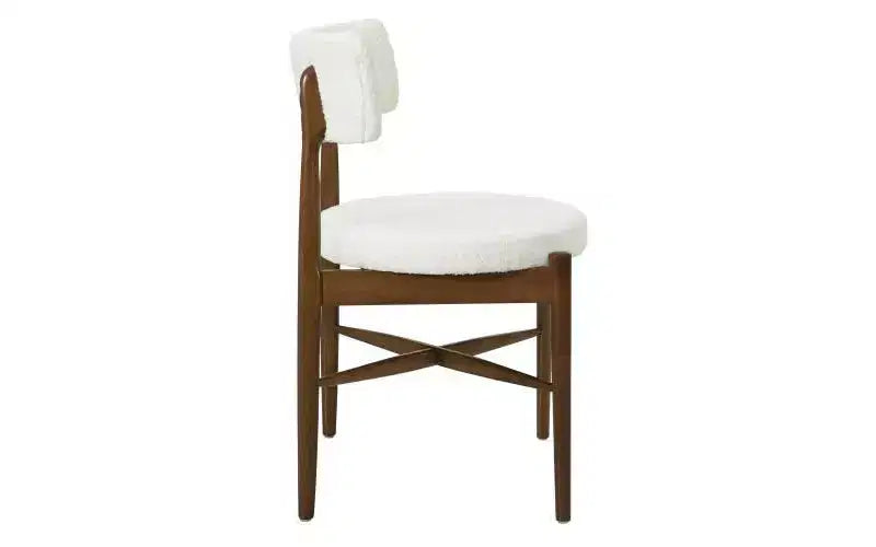 Sedia da pranzo senza braccioli in lino beige, stile a gobba di cammello, set da 2