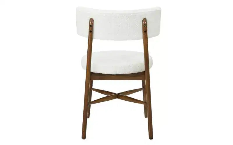 Sedia da pranzo senza braccioli in lino beige, stile a gobba di cammello, set da 2