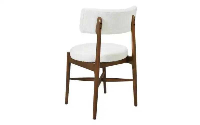 Sedia da pranzo senza braccioli in lino beige, stile a gobba di cammello, set da 2