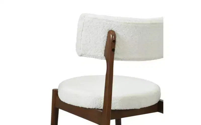 Sedia da pranzo senza braccioli in lino beige, stile a gobba di cammello, set da 2