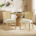 Sedia da pranzo senza braccioli color beige, stile metà secolo, set da 2