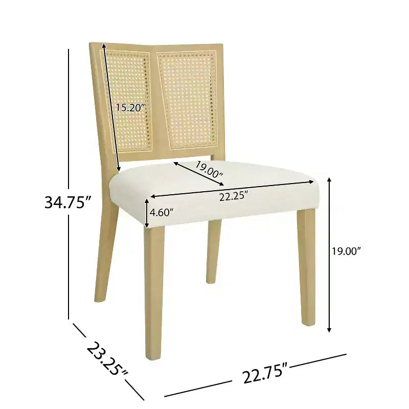 Sedia da pranzo senza braccioli color beige, stile metà secolo, set da 2
