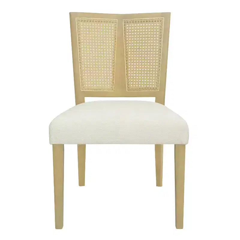 Sedia da pranzo senza braccioli color beige, stile metà secolo, set da 2