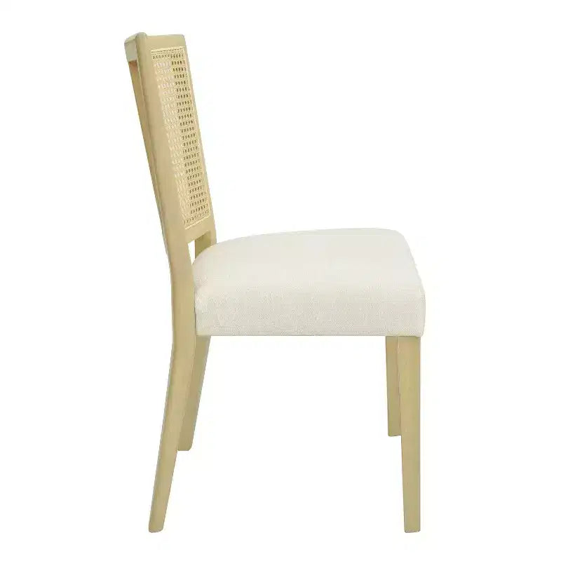 Sedia da pranzo senza braccioli color beige, stile metà secolo, set da 2