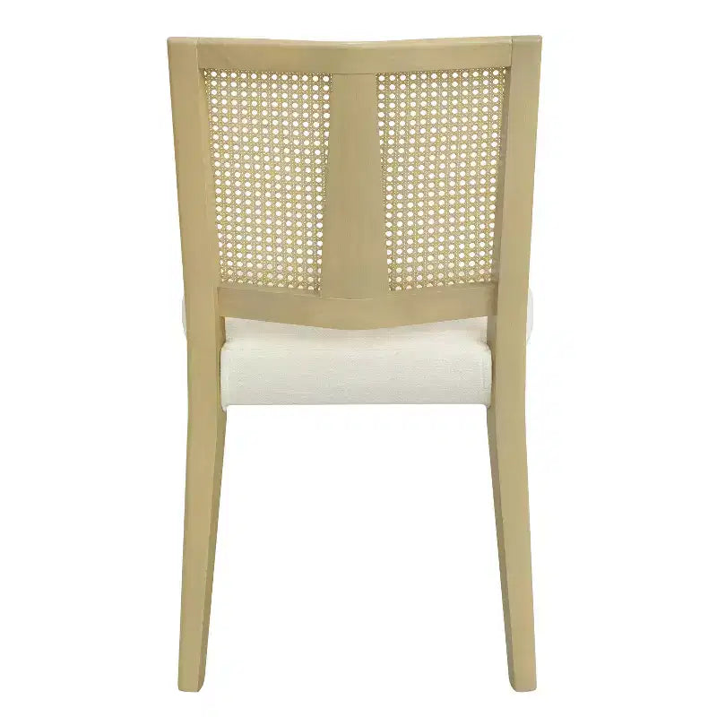 Sedia da pranzo senza braccioli color beige, stile metà secolo, set da 2