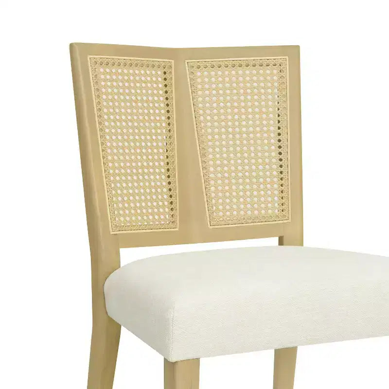 Sedia da pranzo senza braccioli color beige, stile metà secolo, set da 2