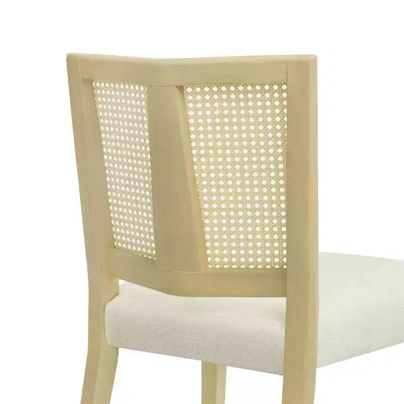 Sedia da pranzo senza braccioli color beige, stile metà secolo, set da 2