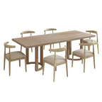 Christopher Knight Home Lillian 7pc Mid-Century Modern Dining Set with Upholstered Chairs Light Ash