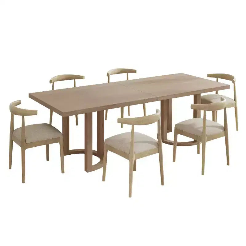 Christopher Knight Home Lillian 7pc Mid-Century Modern Dining Set with Upholstered Chairs Light Ash