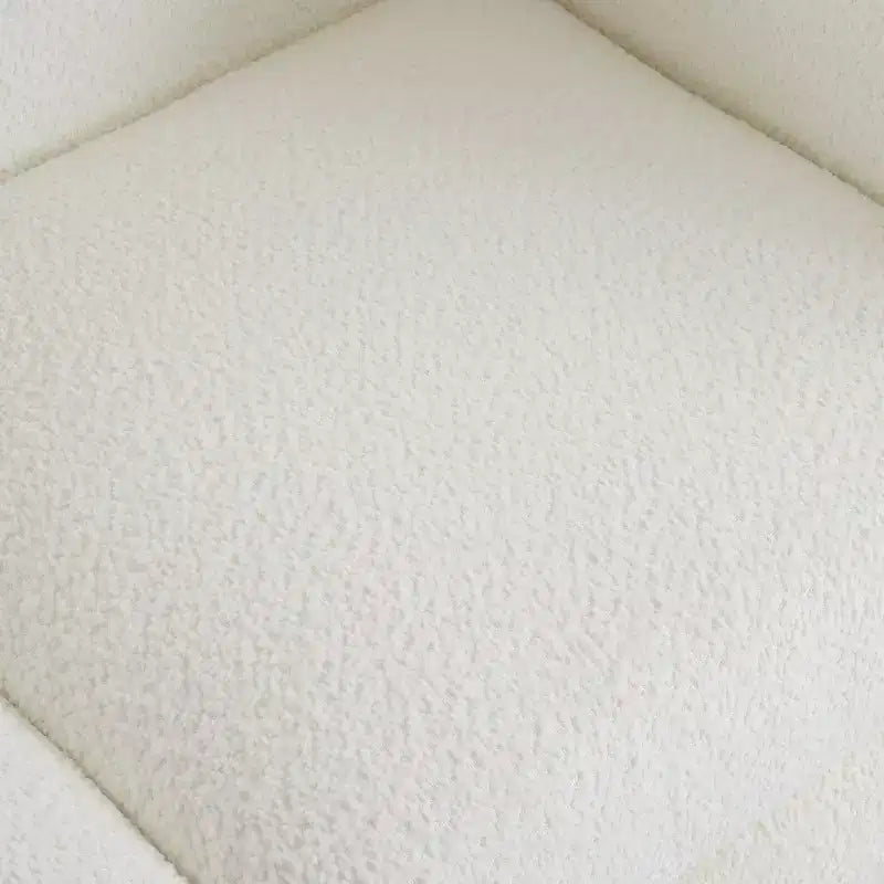 Divanetto in tessuto bouclé beige, 2 posti, gambe in legno color espresso