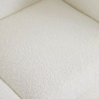 Divanetto in tessuto bouclé beige, 2 posti, gambe in legno color espresso