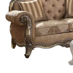 Divanetto in tessuto grigio, stile antico, 2 posti