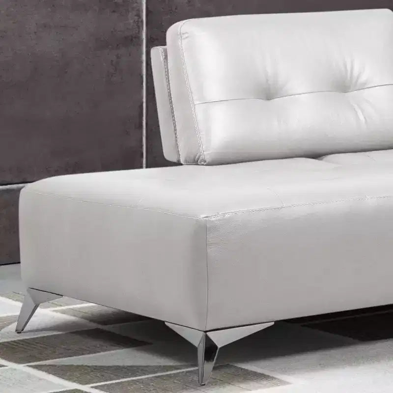 Divano componibile in pelle bianco perla con chaise longue, 6 posti, 2 pezzi