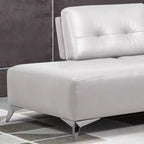Divano componibile in pelle bianco perla con chaise longue, 6 posti, 2 pezzi