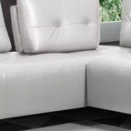 Divano componibile in pelle bianco perla con chaise longue, 6 posti, 2 pezzi