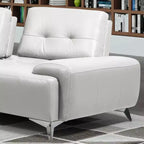 Divano componibile in pelle bianco perla con chaise longue, 6 posti, 2 pezzi
