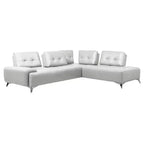 Divano componibile in pelle bianco perla con chaise longue, 6 posti, 2 pezzi