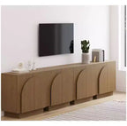 Consolle ad arco in legno marrone con ante, set da 4