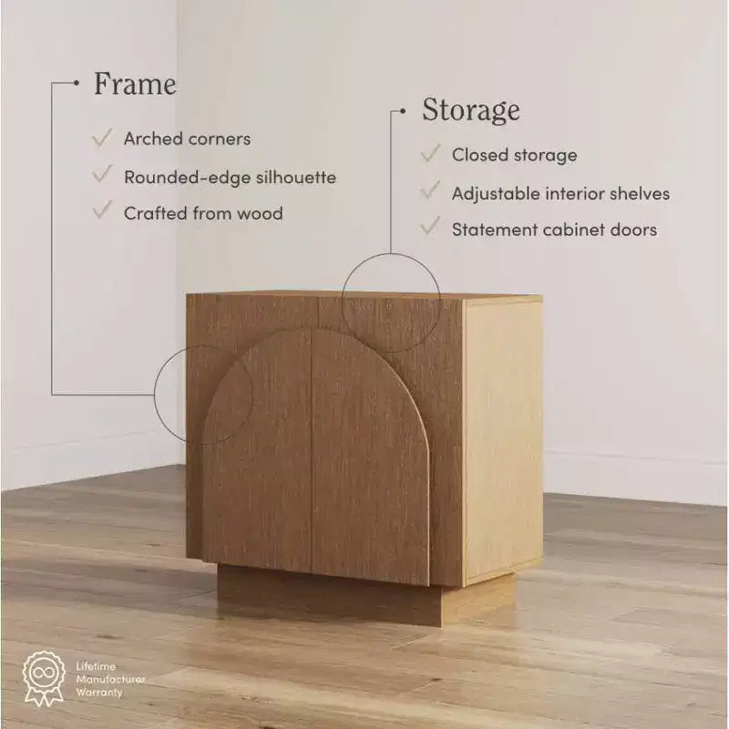 Consolle ad arco in legno marrone con ante, set da 4