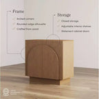 Consolle ad arco in legno marrone con ante, set da 4