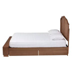Letto matrimoniale king size marrone noce con testiera in rattan, 1–2 adulti