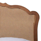 Letto matrimoniale king size marrone noce con testiera in rattan, 1–2 adulti