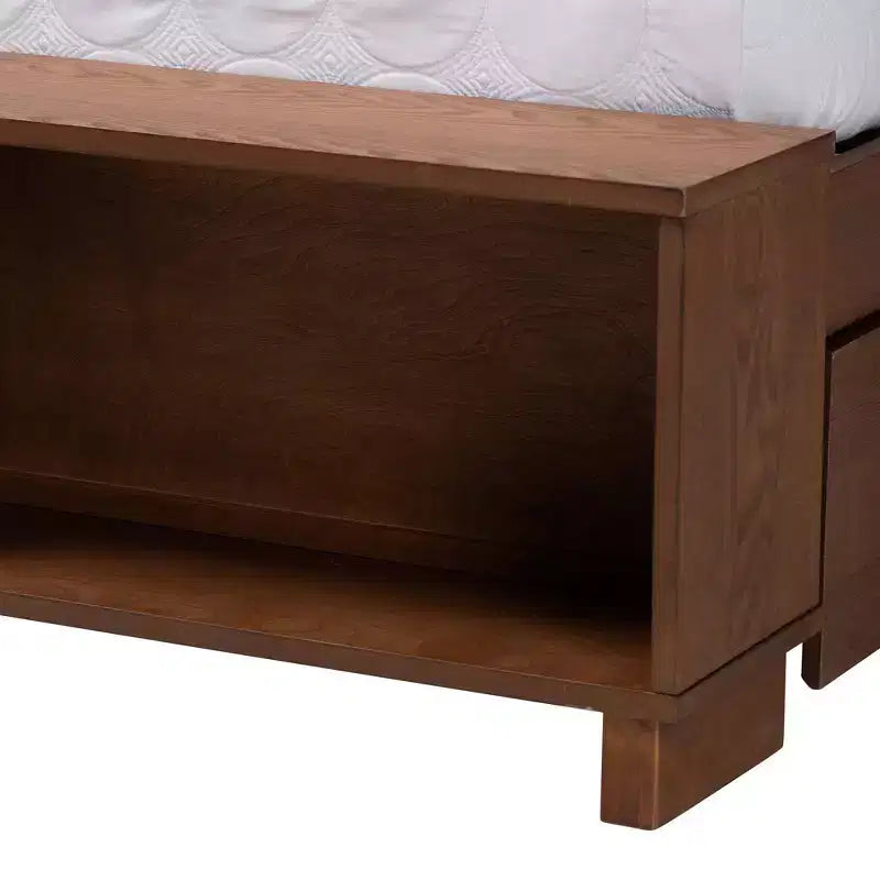 Letto matrimoniale king size marrone noce con testiera in rattan, 1–2 adulti