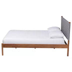 Letto matrimoniale Queen con piattaforma, grigio/marrone noce, stile metà secolo, 1 posto
