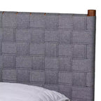 Letto matrimoniale Queen con piattaforma, grigio/marrone noce, stile metà secolo, 1 posto