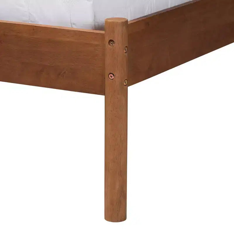 Letto matrimoniale Queen con piattaforma, grigio/marrone noce, stile metà secolo, 1 posto