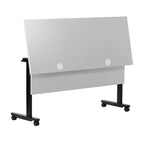 Tavolo da formazione ribaltabile a 2 posti in laminato nero con gambe a T e pannello di modestia