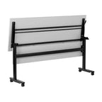 Tavolo da formazione ribaltabile a 2 posti in laminato nero con gambe a T e pannello di modestia