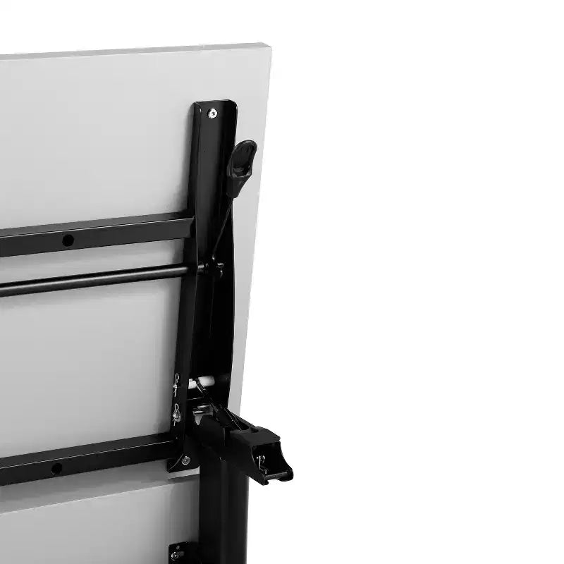 Tavolo da formazione ribaltabile a 2 posti in laminato nero con gambe a T e pannello di modestia