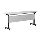 Tavolo da formazione ribaltabile a 2 posti in laminato nero con gambe a T e pannello di modestia