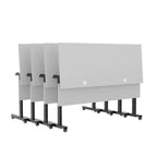 Tavolo da formazione ribaltabile a 2 posti in laminato nero con gambe a T e pannello di modestia
