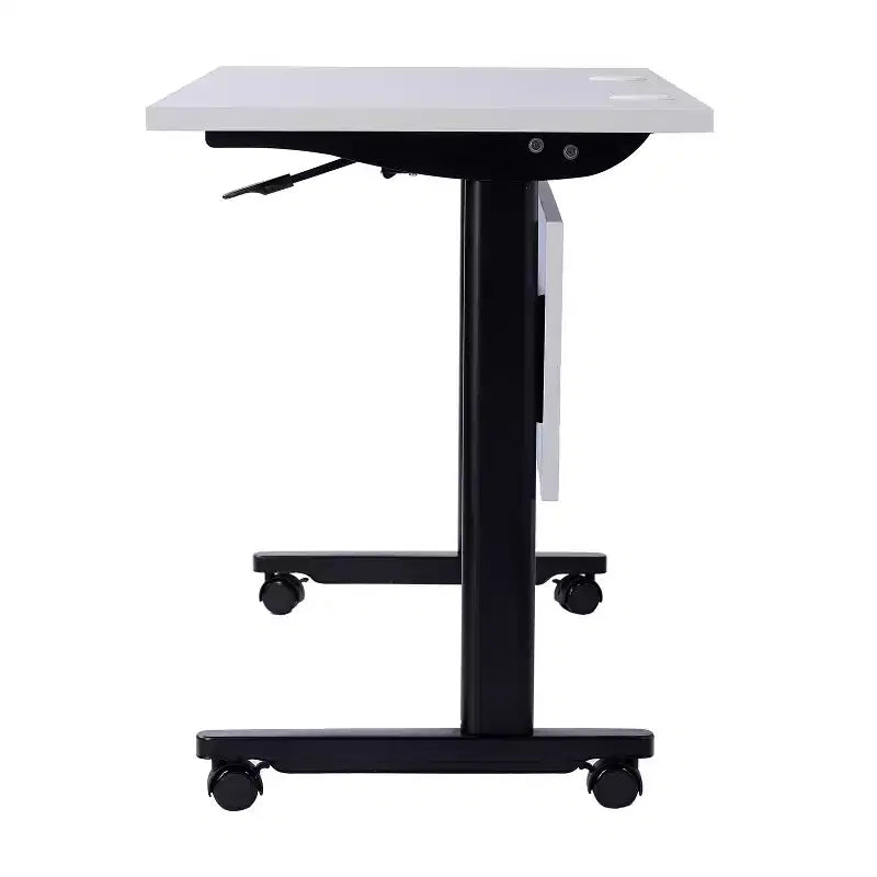 Tavolo da formazione ribaltabile a 2 posti in laminato nero con gambe a T e pannello di modestia