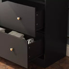 Armadio a 2 ante con specchio, appendiabiti e 2 cassetti, nei colori nero/blu notte/bianco