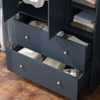 Armadio a 2 ante con specchio, appendiabiti e 2 cassetti, nei colori nero/blu notte/bianco