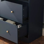 Armadio a 2 ante con specchio, appendiabiti e 2 cassetti, nei colori nero/blu notte/bianco