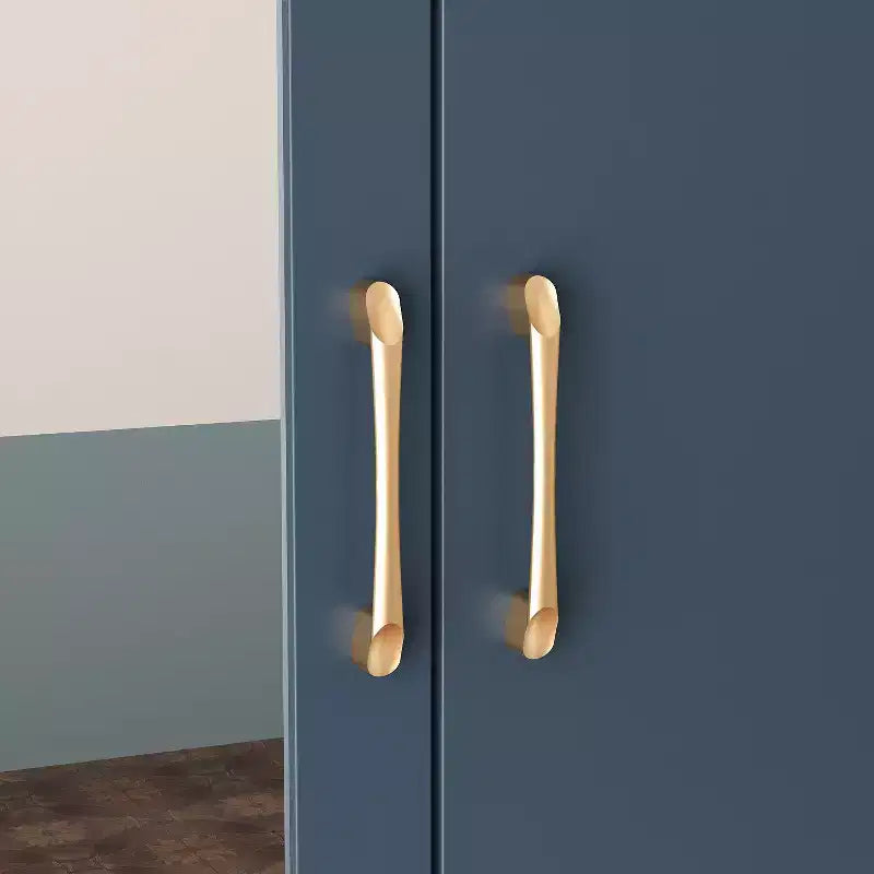 Armadio a 2 ante con specchio, appendiabiti e 2 cassetti, nei colori nero/blu notte/bianco