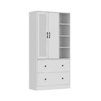 Armadio a 2 ante con specchio, appendiabiti e 2 cassetti, nei colori nero/blu notte/bianco