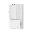 Armadio a 2 ante con specchio, appendiabiti e 2 cassetti, nei colori nero/blu notte/bianco