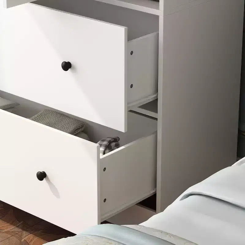Armadio a 2 ante con specchio, appendiabiti e 2 cassetti, nei colori nero/blu notte/bianco