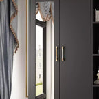 Armadio a 2 ante con specchio, appendiabiti e 2 cassetti, nei colori nero/blu notte/bianco
